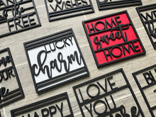 Load image into Gallery viewer, Simple Modern Interchangeable Leaning Sign File, Tiered Tray, Glowforge, LuckyHeartDesignsCo