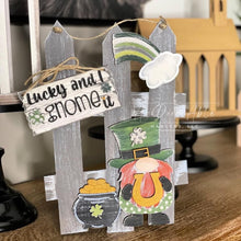 Load image into Gallery viewer, St. Patrick's Day Gnome Interchangeable Fence File SVG, Glowforge, LuckyHeartDesignsCo
