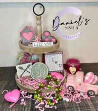 Load image into Gallery viewer, LOVE Valentines Day Tiered Tray File SVG, glowforge, Tier Tray, mini scrabble letters