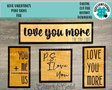 Load image into Gallery viewer, Love Valentines Mini Signs File SVG, Glowforge, LuckyHeartDesignsCo