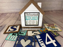 Load image into Gallery viewer, Standing House Interchangeable Leaning Sign File SVG, Glowforge, LuckyHeartDesignsCo