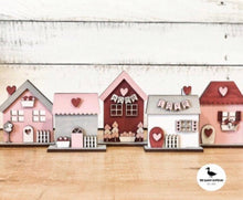 Load image into Gallery viewer, Valentine's Day Standing Houses File SVG, Tiered Tray Decor, Glowforge, LuckyHeartDesignsCo