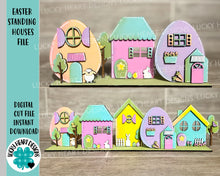 Load image into Gallery viewer, Easter Standing Houses File SVG, Glowforge, LuckyHeartDesignsCo