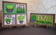 Load image into Gallery viewer, Cactus Valentines Interchangeable Leaning Sign File SVG, Tiered Tray, Glowforge, LuckyHeartDesignsCo