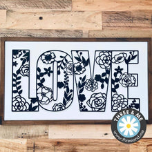 Load image into Gallery viewer, Floral LOVE sign SVG File, Glowforge Valentine's Day diy kit