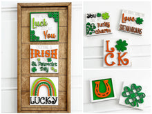 Load image into Gallery viewer, St. Patrick's Day Leaning Ladder File SVG, Glowforge Tiered Tray, LuckyHeartDesignsCo