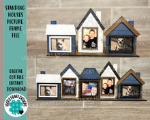 Load image into Gallery viewer, Standing Houses Picture Frame SVG File, Photo Frame Glowforge, LuckyHeartDesignsCo