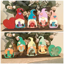 Load image into Gallery viewer, Standing Gnome Valentine's St. Patrick's Day File SVG, Tiered Tray Holiday Decor, Glowforge, LuckyHeartDesignsCo