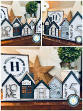 Load image into Gallery viewer, Family Home Standing Houses Centerpiece File SVG, Mantle Decor Glowforge, LuckyHeartDesignsCo