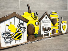 Load image into Gallery viewer, Bee Hive Standing Houses File SVG, tiered tray Glowforge, LuckyHeartDesignsCo