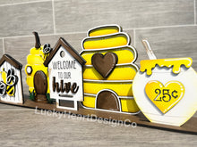 Load image into Gallery viewer, Bee Hive Standing Houses File SVG, tiered tray Glowforge, LuckyHeartDesignsCo
