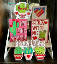 Load image into Gallery viewer, Cactus Valentines Tiered Tray File SVG, Glowforge Tier Tray, LuckyHeartDesignsCo