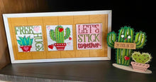 Load image into Gallery viewer, Cactus Valentines Interchangeable Leaning Sign File SVG, Tiered Tray, Glowforge, LuckyHeartDesignsCo