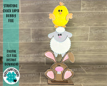 Load image into Gallery viewer, Chick Lamb Bunny Standing Easter File SVG, Glowforge, LuckyHeartDesignsCo