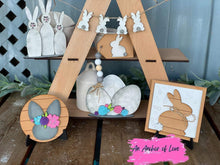 Load image into Gallery viewer, Farmhouse Bunny Easter Tiered Tray File SVG, Spring Glowforge Tier Tray, LuckyHeartDesignsCo