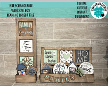Load image into Gallery viewer, Interchangeable Window Box Leaning Insert Sign File SVG, Glowforge, LuckyHeartDesignsCo