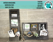 Load image into Gallery viewer, Interchangeable Window Box Slide In File SVG, Glowforge, LuckyHeartDesignsCo