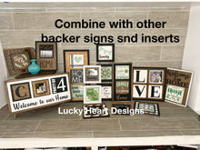 Load image into Gallery viewer, Simple Modern Interchangeable Leaning Sign File, Tiered Tray, Glowforge, LuckyHeartDesignsCo