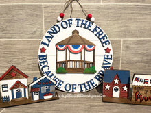 Load image into Gallery viewer, Americana Gazebo Door Hanger File SVG, Fourth Of July, USA Glowforge, LuckyHeartDesignsCo