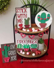 Load image into Gallery viewer, Cactus Valentines Tiered Tray File SVG, Glowforge Tier Tray, LuckyHeartDesignsCo