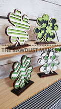 Load image into Gallery viewer, Standing Lucky Clover St. Patrick's Day File SVG, Glowforge Decoration DIY Kit