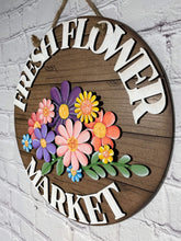 Load image into Gallery viewer, Fresh Flower Market Door Hanger File SVG, Spring Floral Glowforge, LuckyHeartDesignsCo