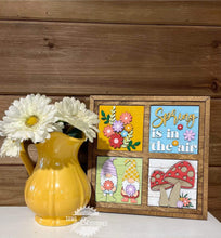 Load image into Gallery viewer, Gnome Spring Interchangeable Leaning Sign File SVG, Tiered Tray Glowforge, LuckyHeartDesignsCo