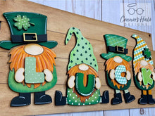 Load image into Gallery viewer, St. Patrick's Day Gnome Sign File SVG, Lucky Glowforge, LuckyHeartDesignsCo