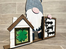 Load image into Gallery viewer, Standing Gnome Interchangeable Leaning Sign File SVG, Glowforge, LuckyHeartDesignsCo