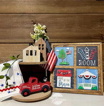 Load image into Gallery viewer, Fourth of July Interchangeable Leaning Sign File SVG, Glowforge, LuckyHeartDesignsCo