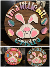 Load image into Gallery viewer, A Little Bit Eggstra Easter Door Hanger File SVG, Bunny Glowforge, LuckyHeartDesignsCo