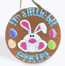 Load image into Gallery viewer, A Little Bit Eggstra Easter Door Hanger File SVG, Bunny Glowforge, LuckyHeartDesignsCo