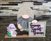 Load image into Gallery viewer, Standing Gnome Interchangeable Leaning Sign File SVG, Glowforge, LuckyHeartDesignsCo