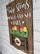 Load image into Gallery viewer, Tulip Stems Door Hanger File, Spring Glowforge, LuckyHeartDesignsCo