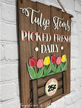Load image into Gallery viewer, Tulip Stems Door Hanger File, Spring Glowforge, LuckyHeartDesignsCo