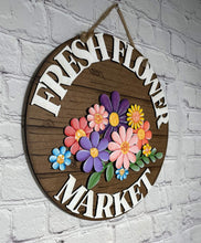 Load image into Gallery viewer, Fresh Flower Market Door Hanger File SVG, Spring Floral Glowforge, LuckyHeartDesignsCo