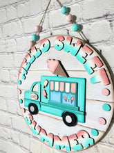 Load image into Gallery viewer, Ice Cream Truck Summer Door Hanger File SVG, Glowforge, LuckyHeartDesignsCo