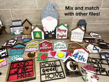 Load image into Gallery viewer, Seasonal Shapes Standing House Add On File SVG, Glowforge, LuckyHeartDesignsCo