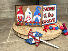 Load image into Gallery viewer, Gnome Fourth Of July Tiered Tray File SVG, American USA Tier Tray, Glowforge, LuckyHeartDesignsCo