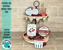 Load image into Gallery viewer, Cherry Pie Summer Tiered Tray File SVG, Fruit Tier Tray, Glowforge, LuckyHeartDesignsCo