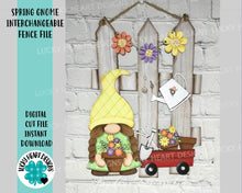 Load image into Gallery viewer, Spring Gnome Interchangeable Fence File SVG, Glowforge, LuckyHeartDesignsCo