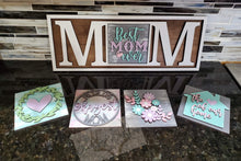 Load image into Gallery viewer, Mom Interchangeable Leaning Sign File SVG, Mother's Day Glowforge, LuckyHeartDesignsCo