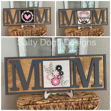 Load image into Gallery viewer, Mom Interchangeable Leaning Sign File SVG, Mother's Day Glowforge, LuckyHeartDesignsCo
