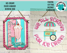 Load image into Gallery viewer, Ice Cream Door Hanger Bundle File SVG, Icecream Summer Glowforge, LuckyHeartDesignsCo