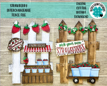 Load image into Gallery viewer, Strawberry Interchangeable Fence File SVG, Fruit Summer Glowforge, LuckyHeartDesignsCo