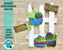 Load image into Gallery viewer, Succulent Plant Interchangeable Fence File SVG, Glowforge, LuckyHeartDesignsCo