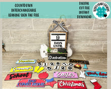 Load image into Gallery viewer, Countdown Interchangeable Leaning Tag Sign File SVG, Seasonal Glowforge, LuckyHeartDesignsCo