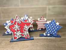 Load image into Gallery viewer, Standing Star Trio Fourth Of July File SVG, Glowforge, LuckyHeartDesignsCo
