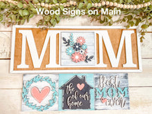 Load image into Gallery viewer, Mom Interchangeable Leaning Sign File SVG, Mother's Day Glowforge, LuckyHeartDesignsCo