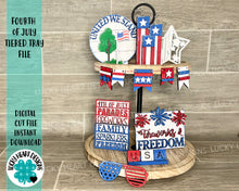 Load image into Gallery viewer, Fourth Of July Tiered Tray. File SVG, Glowforge Tier Tray, USA America, LuckyHeartDesignsCo